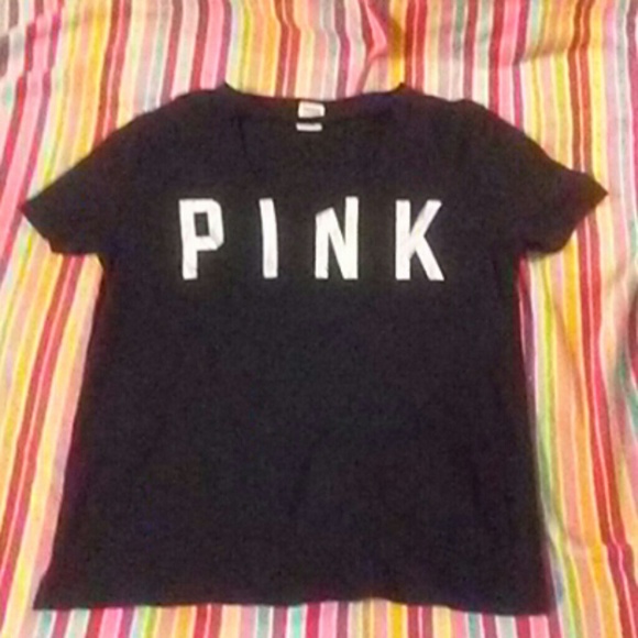 PINK Victoria's Secret Tops - 💙Adorable Black & White VS PINK T-shirt L💙